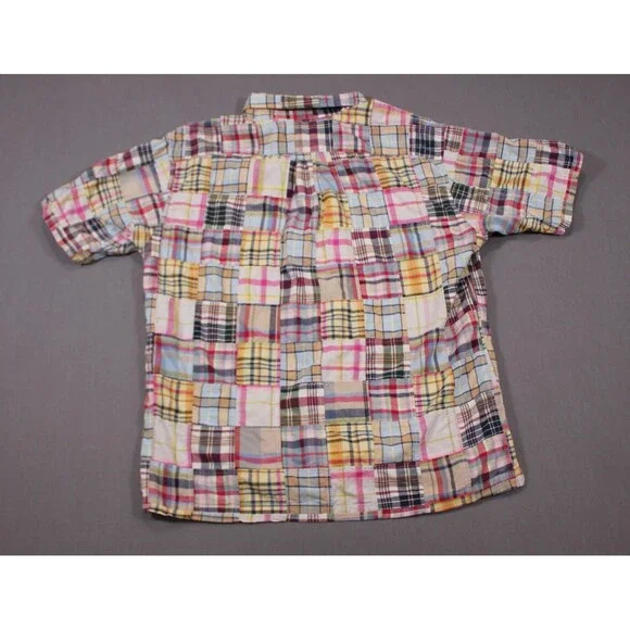 Brooks Brothers Shirt Mens Madras Patchwork Short Sleeve Button Up Vintage Sz L - Picture 3 of 8